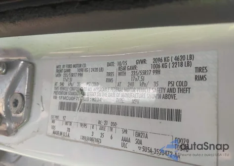 2016 Ford Escape S from USA, damaged, VIN 1FMCU0F79GUB19234